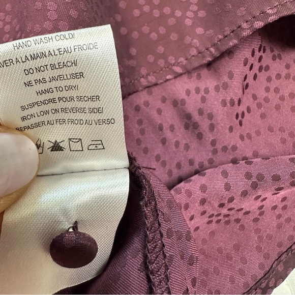 Gentle Fawn Burgundy Polka Dot With flare Long Sleeve Blouse - Picture 12 of 13